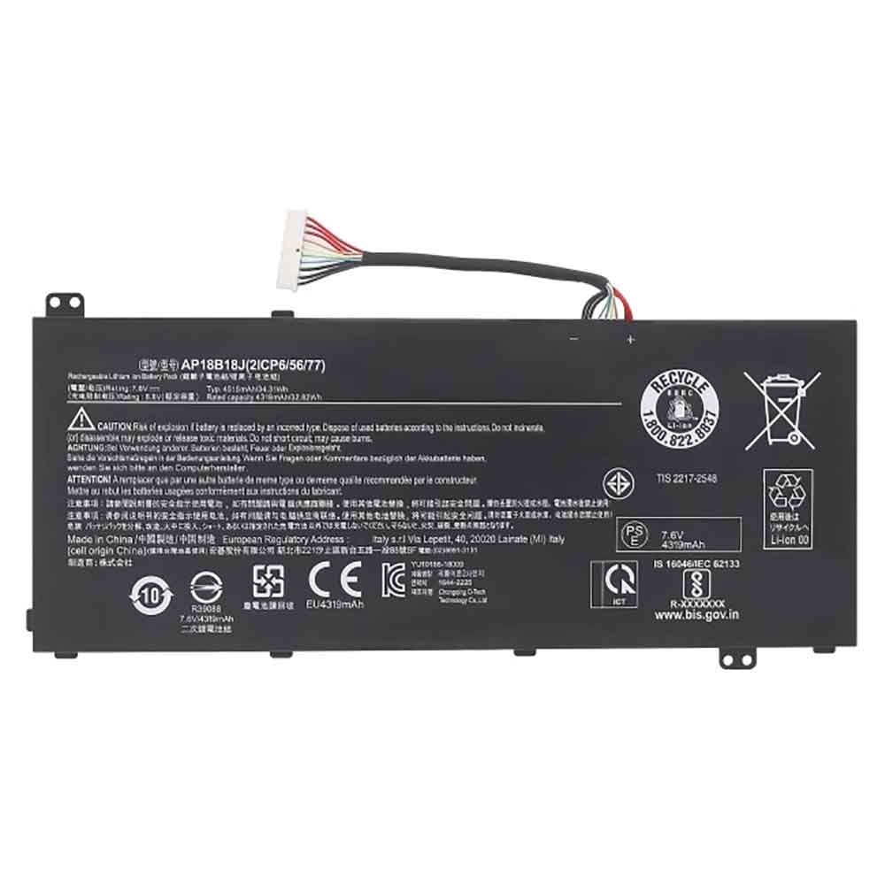 acer AP18B18J 7.6V 4515mAh Replacement Battery