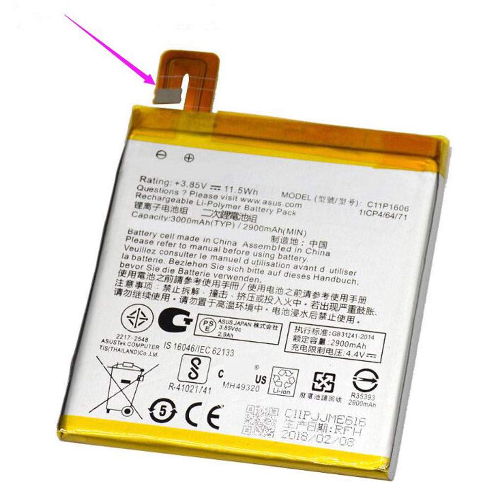 ASUS C11P1606 3.85V/4.4V 3000mAh/11.5Wh Replacement Battery