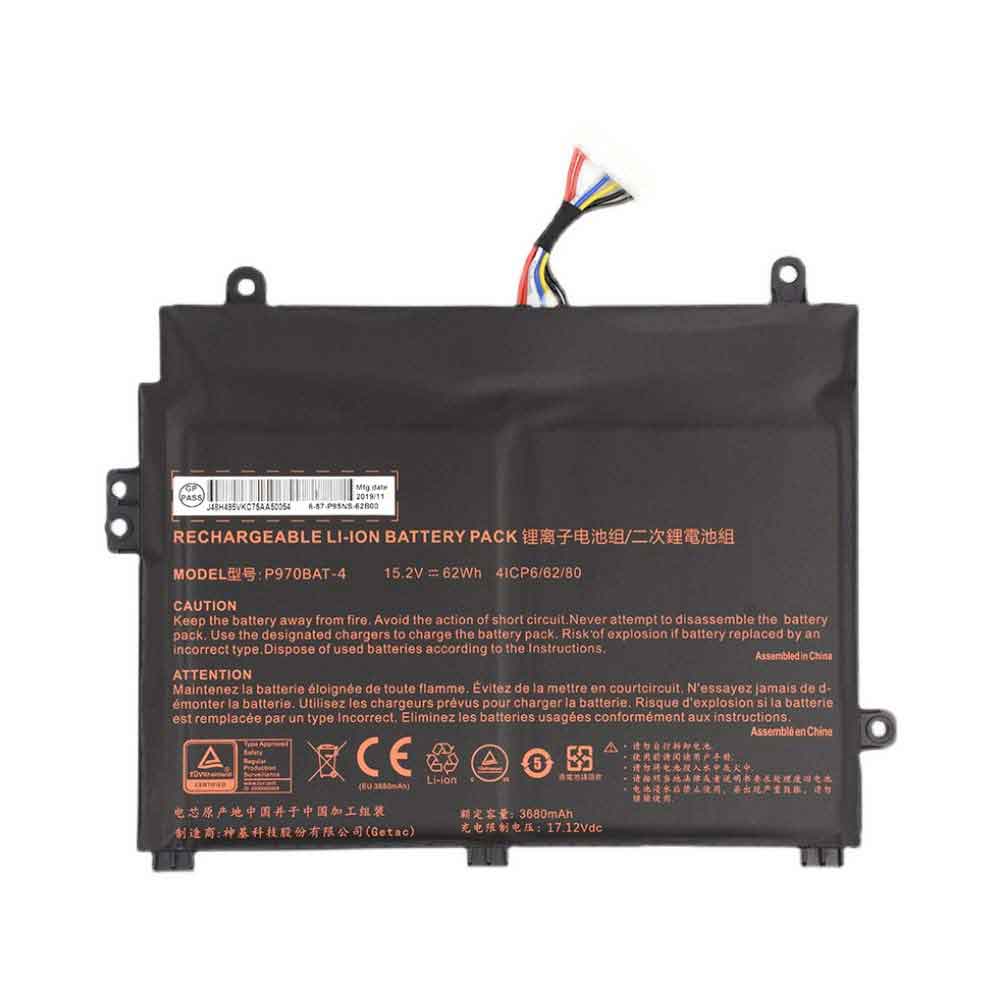 clevo P970BAT-4 15.2V 62Wh Replacement Battery