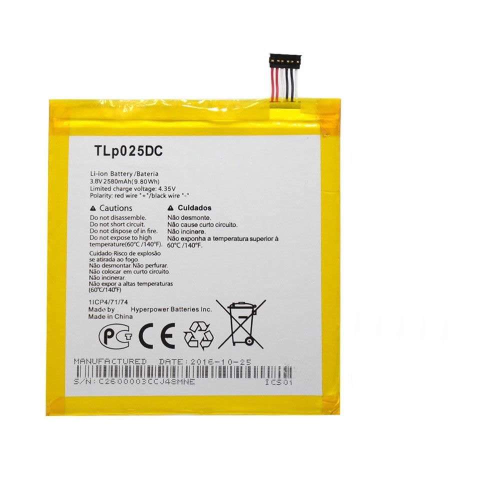 ALCATEL TLP025DC 3.8V/4.35V 2580MAH/9.8Wh Replacement Battery