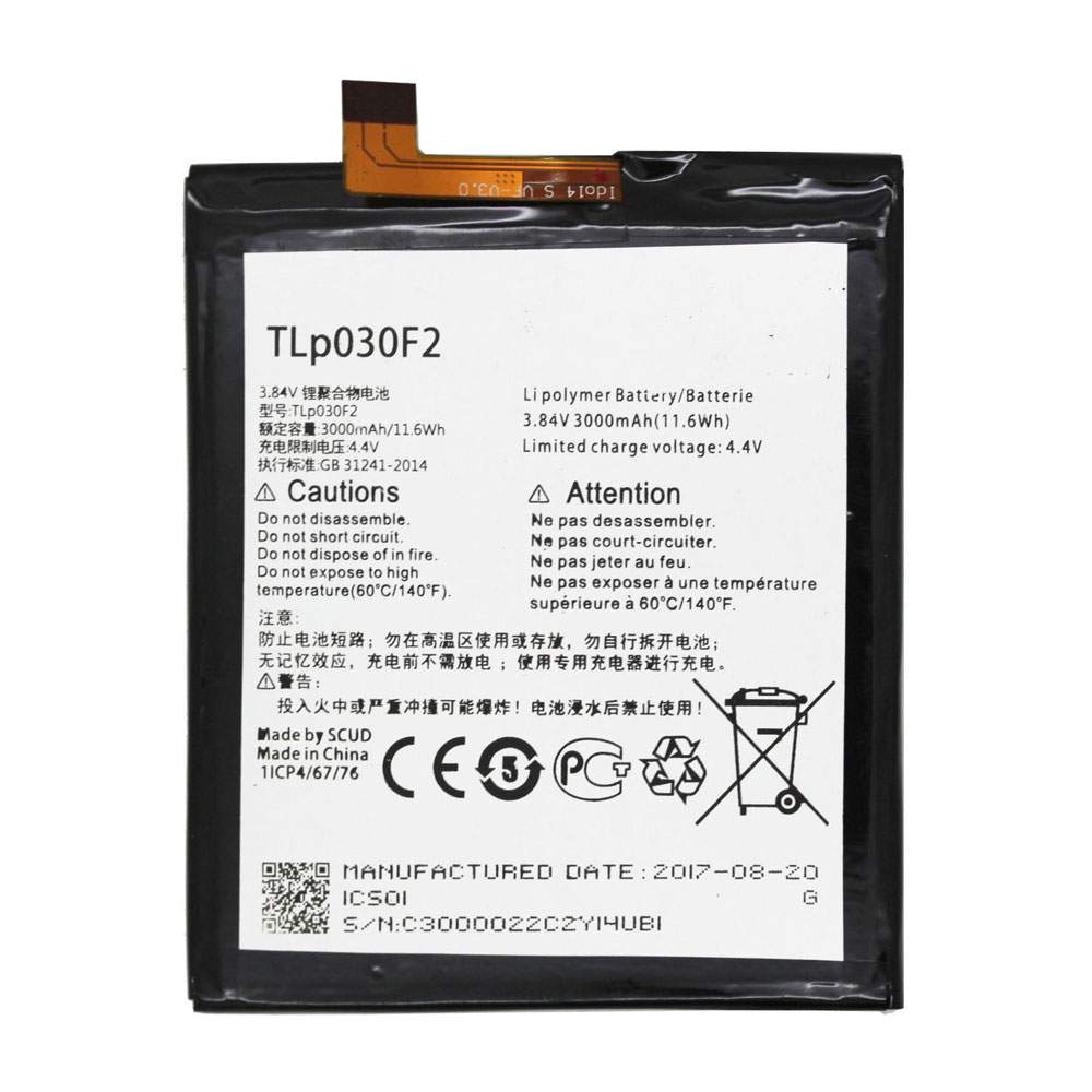 ALCATEL TLP030F2 3.84V/4.4V 3000MAH/11.6Wh Replacement Battery