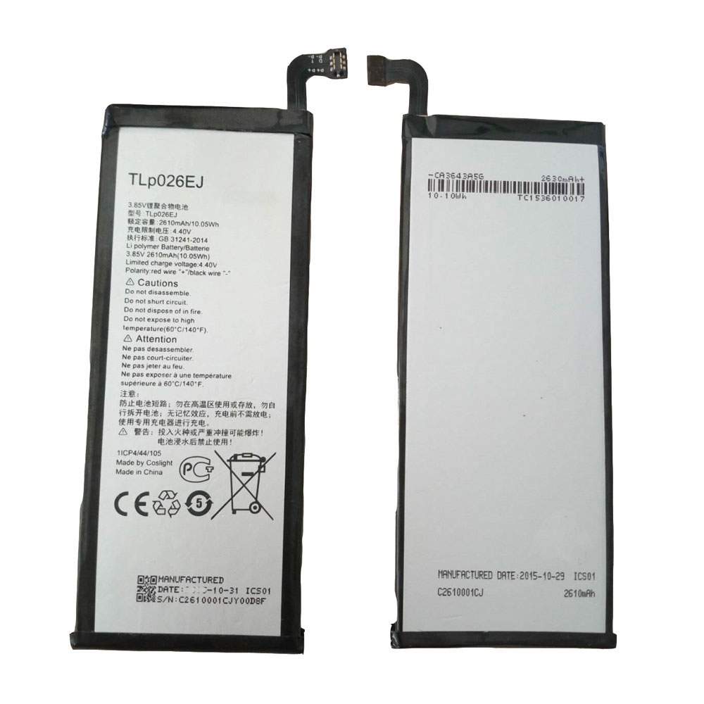 ALCATEL TLp026EJ 3.85V/4.4V 2610MAH/10.05Wh Replacement Battery